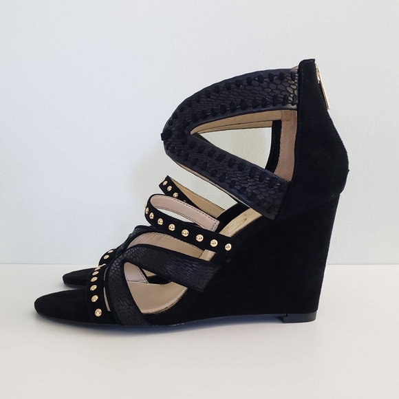 Jessica Simpson Zenolia Black Suede Wedge Sandals - Picture 3 of 9